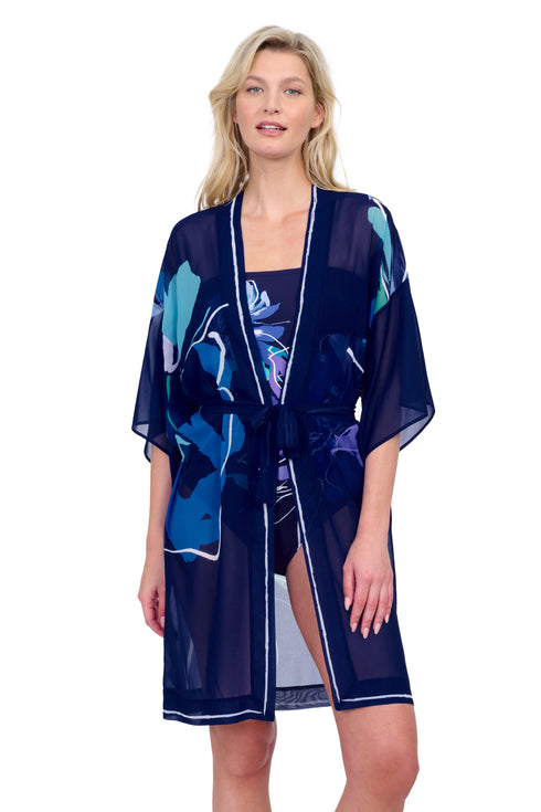 Gottex Water Lily Flutter Sleeve Kimono Swim Cover Up